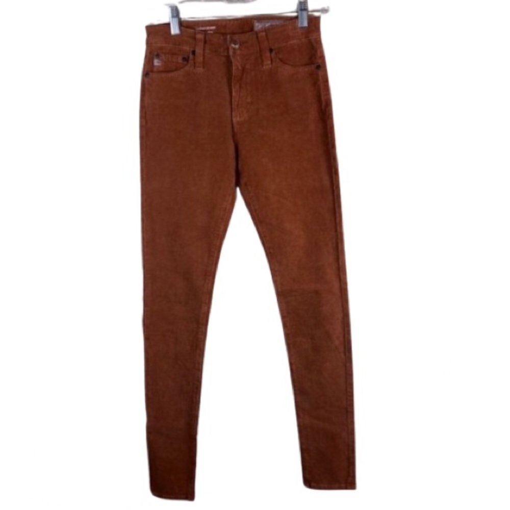 AG Adriano Goldschmied Farrah Skinny Corduroy Pants High Rise Brown Stretch 25